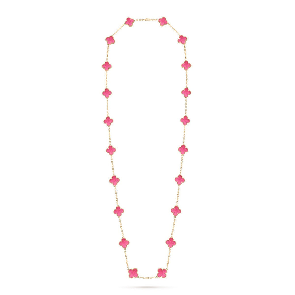 [Dream] NEW CLOVER 20 MOTIFS PINK ENAMEL NECKLACE