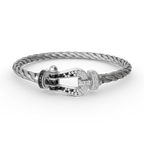 DREAM FORCE GROSSES HUFEISEN SCHWARZ-WEISS DIAMANTARMBAND SILBER