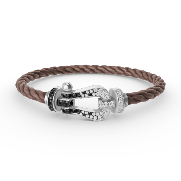 Dream FORCE LARGE HORSESHOE BLACK WHITE DIAMOND BRACELET SILVER