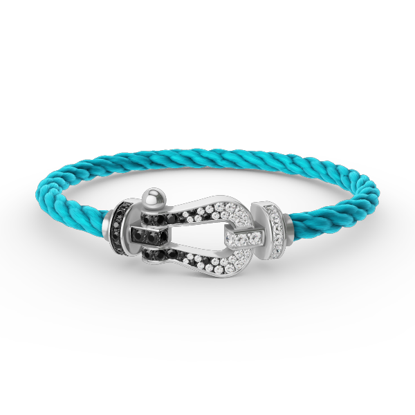 Dream FORCE LARGE HORSESHOE BLACK WHITE DIAMOND BRACELET SILVER
