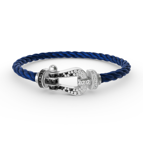 Dream FORCE LARGE HORSESHOE BLACK WHITE DIAMOND BRACELET SILVER