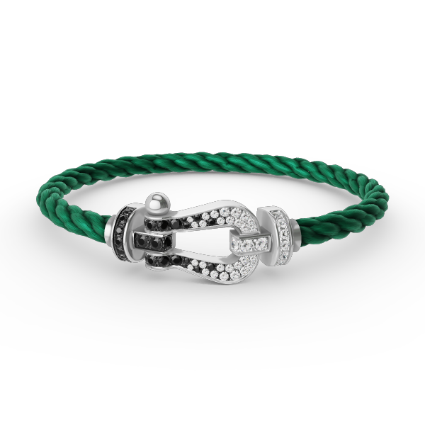 Dream FORCE LARGE HORSESHOE BLACK WHITE DIAMOND BRACELET SILVER