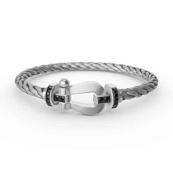 Dream FORCE LARGE HORSESHOE BLACK DIAMOND BRACELET SILVER
