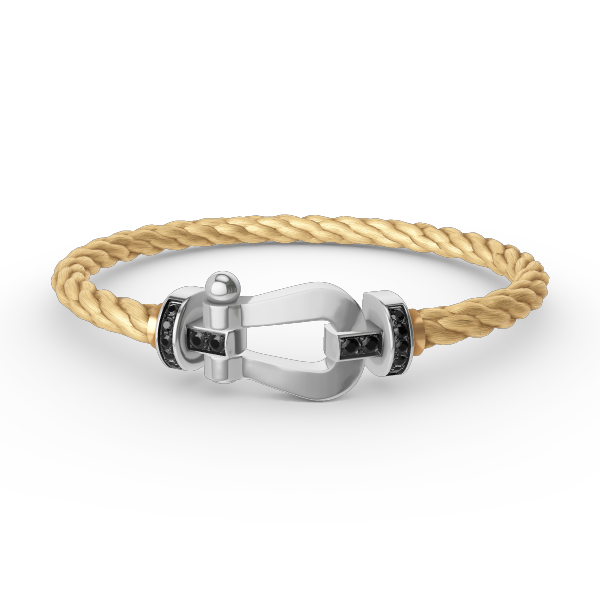 Dream FORCE LARGE HORSESHOE BLACK DIAMOND BRACELET SILVER