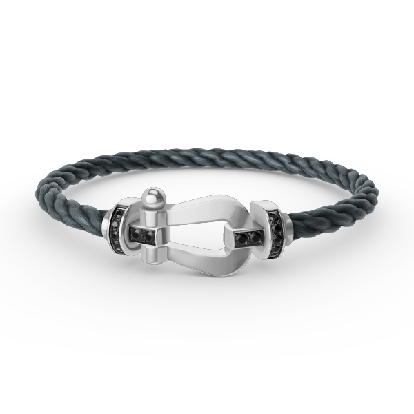 Dream FORCE LARGE HORSESHOE BLACK DIAMOND BRACELET SILVER