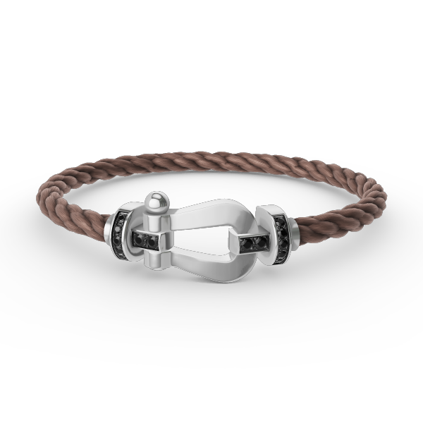 Dream FORCE LARGE HORSESHOE BLACK DIAMOND BRACELET SILVER
