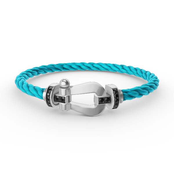 Dream FORCE LARGE HORSESHOE BLACK DIAMOND BRACELET SILVER