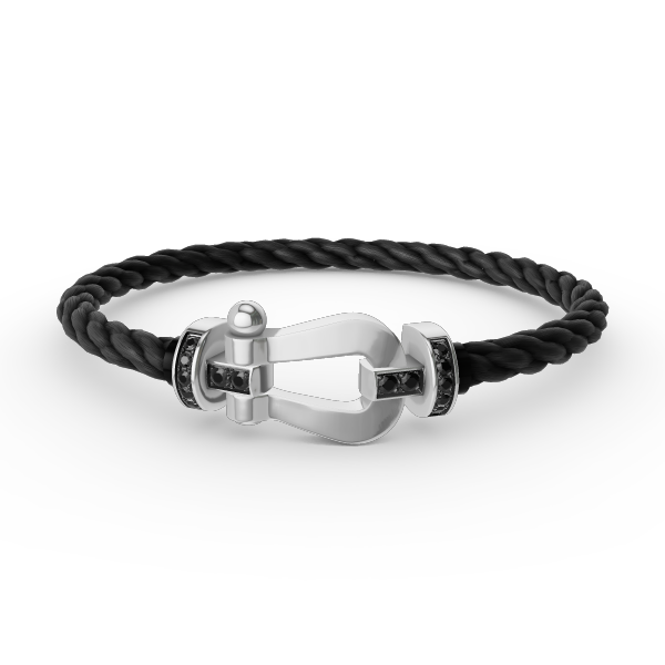 Dream FORCE LARGE HORSESHOE BLACK DIAMOND BRACELET SILVER