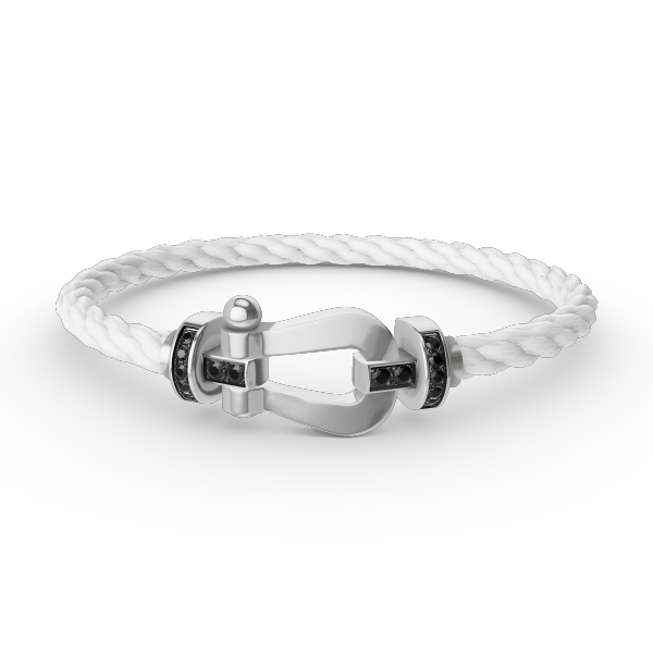 Dream FORCE LARGE HORSESHOE BLACK DIAMOND BRACELET SILVER