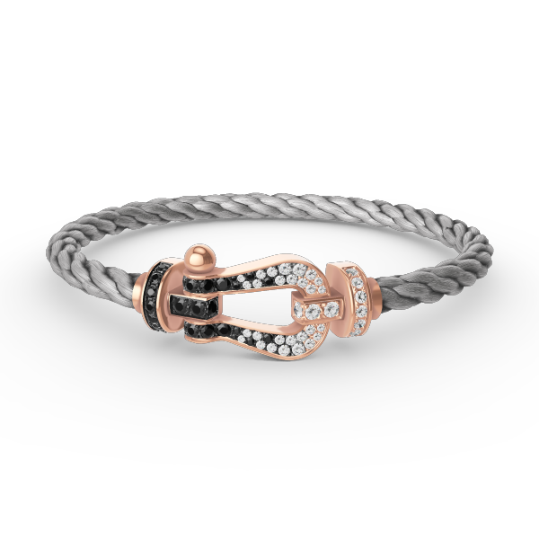 Dream FORCE LARGE HORSESHOE BLACK WHITE DIAMOND BRACELET ROSE GOLD
