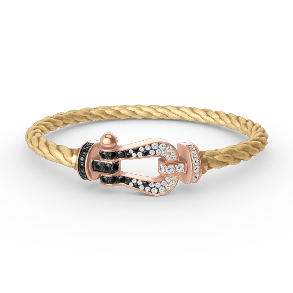 Dream FORCE LARGE HORSESHOE BLACK WHITE DIAMOND BRACELET ROSE GOLD