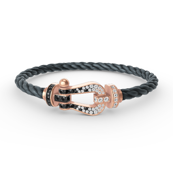 Dream FORCE LARGE HORSESHOE BLACK WHITE DIAMOND BRACELET ROSE GOLD