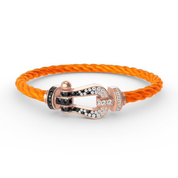 Dream FORCE LARGE HORSESHOE BLACK WHITE DIAMOND BRACELET ROSE GOLD