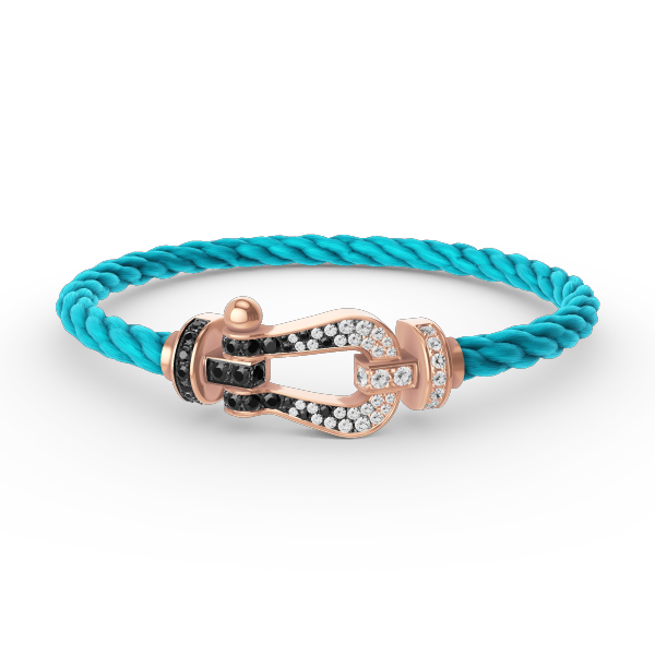 Dream FORCE LARGE HORSESHOE BLACK WHITE DIAMOND BRACELET ROSE GOLD