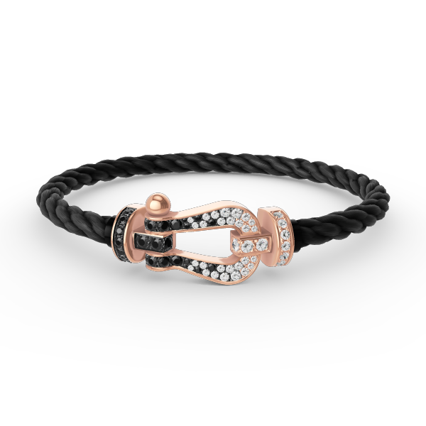 Dream FORCE LARGE HORSESHOE BLACK WHITE DIAMOND BRACELET ROSE GOLD