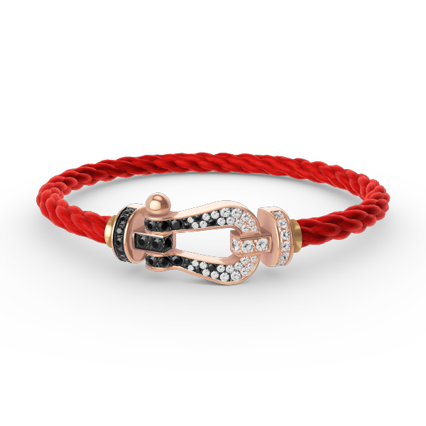 Dream FORCE LARGE HORSESHOE BLACK WHITE DIAMOND BRACELET ROSE GOLD