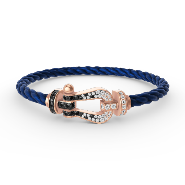 Dream FORCE LARGE HORSESHOE BLACK WHITE DIAMOND BRACELET ROSE GOLD