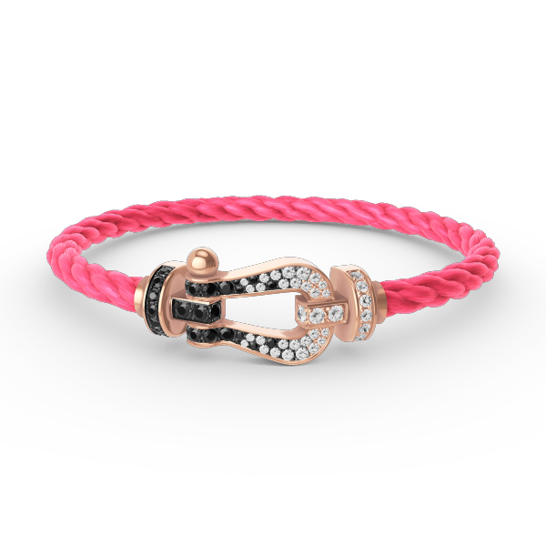 Dream FORCE LARGE HORSESHOE BLACK WHITE DIAMOND BRACELET ROSE GOLD