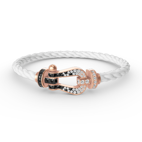 Dream FORCE LARGE HORSESHOE BLACK WHITE DIAMOND BRACELET ROSE GOLD