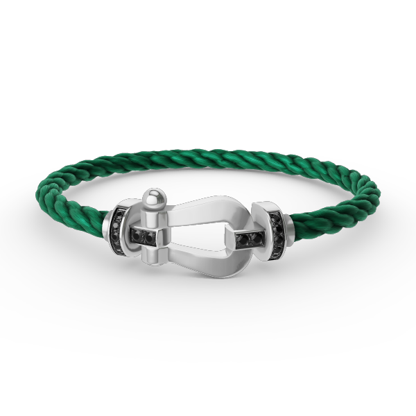 Dream FORCE LARGE HORSESHOE BLACK DIAMOND BRACELET SILVER