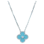 Dream CLOVER 15MM DIAMOND SVRES PORCELAIN  NECKLACE SILVER