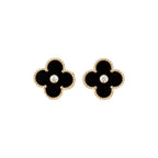 Dream CLOVER MEDIUM 1 MOTIFS ONYX DIAMOND EARRINGS