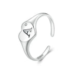 Gravierter Ring mit Anfangsbuchstabe A, offen, herzförmig, verstellbar, stapelbar