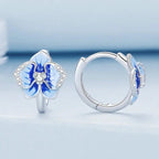 Blaue Emaille-Schmetterlingsorchideen-Ohrclips Phalaenopsis-Blüten-Ohrstecker
