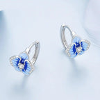 Blaue Emaille-Schmetterlingsorchideen-Ohrclips Phalaenopsis-Blüten-Ohrstecker