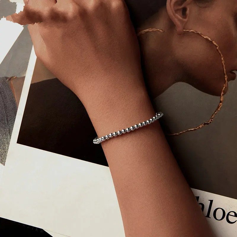 Perlenarmband elastisch Weißgold