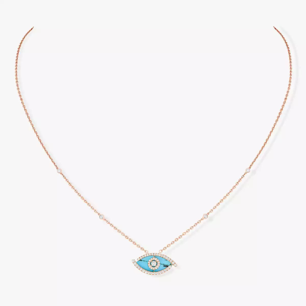 [Dream] Lucky Eye Diamantkette in Roségold und Türkis