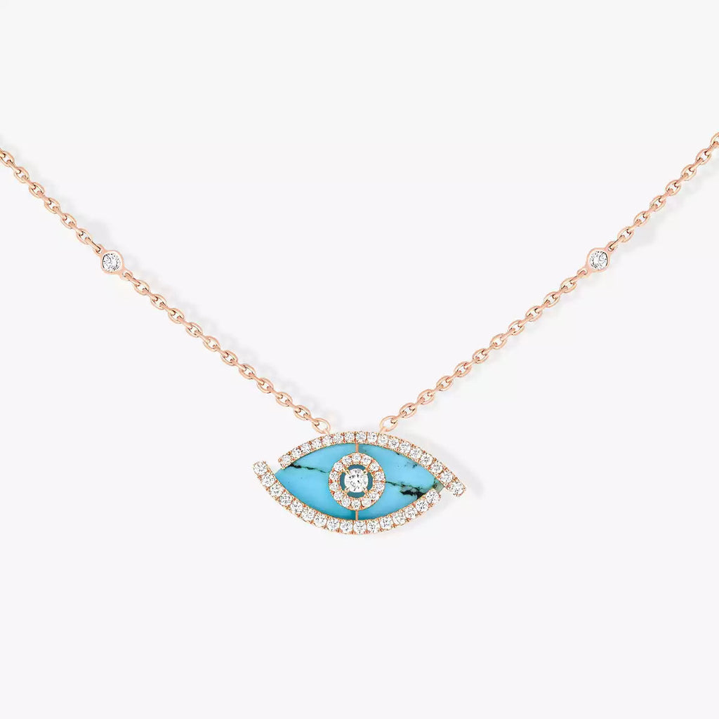 [Dream] Lucky Eye Diamantkette in Roségold und Türkis