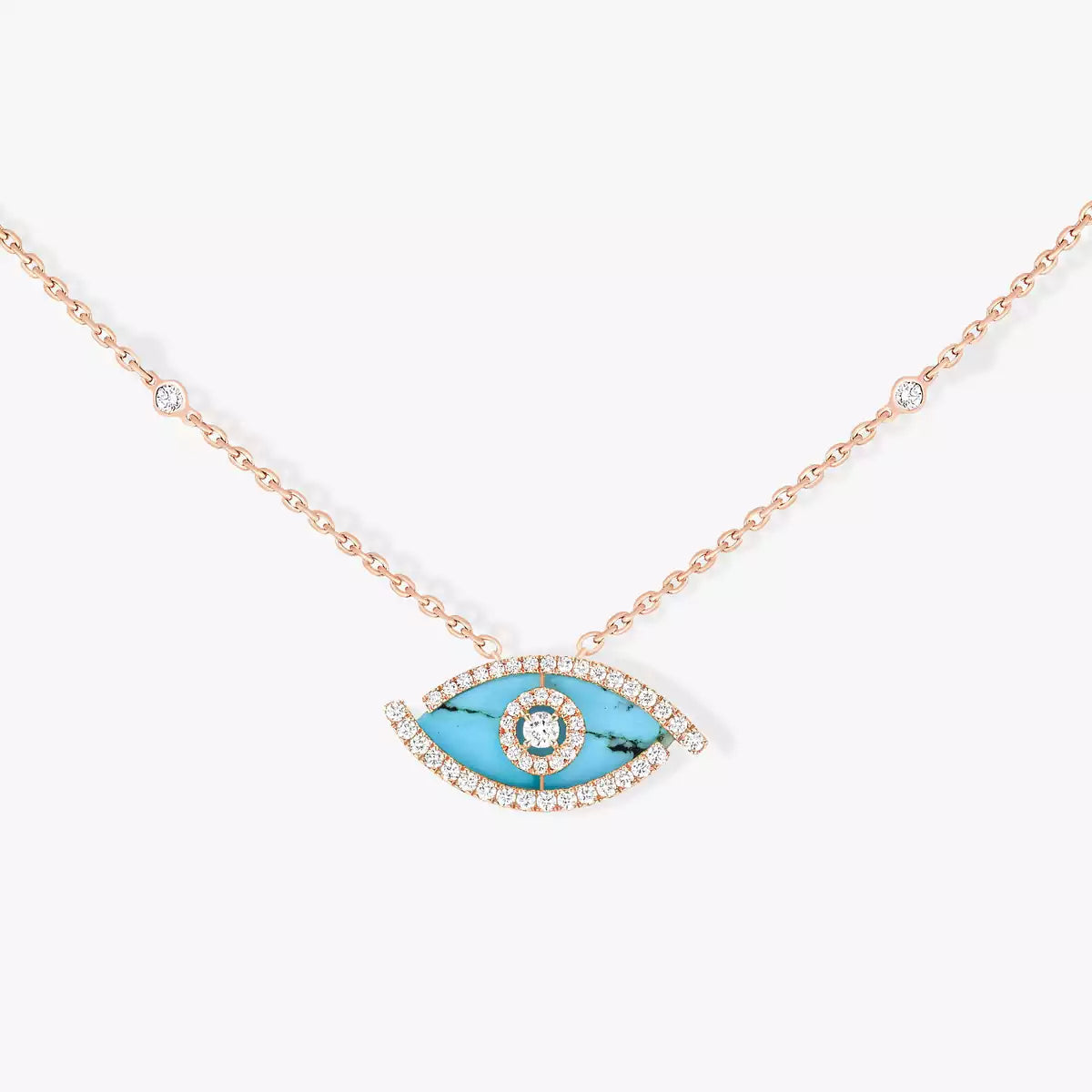 [Dream] Lucky Eye Diamantkette in Roségold und Türkis