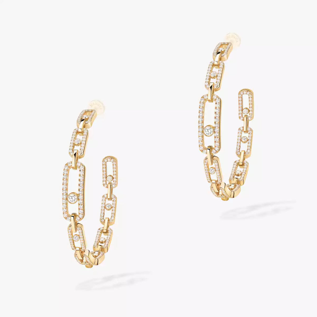 [[Dream]Move Link Diamond Hoop Earrings