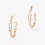 [[Dream]Move Link Diamond Hoop Earrings