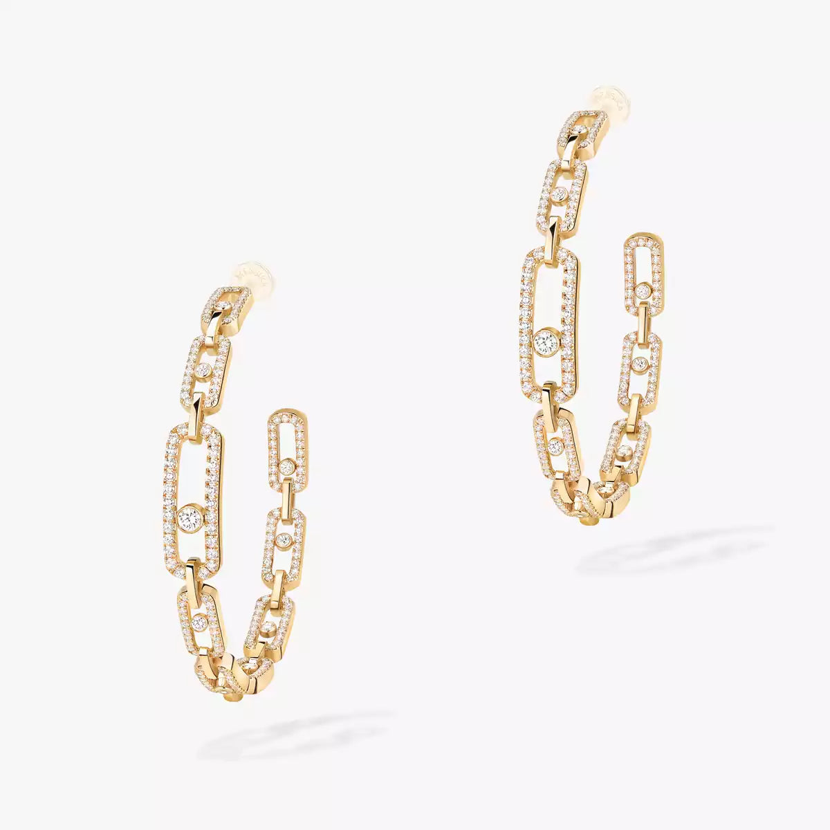 [[Dream]Move Link Diamond Hoop Earrings