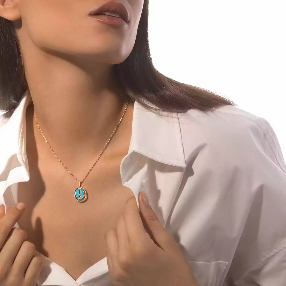 [Dream]Lucky Move Diamond Necklace in Rose Gold and White Mother-of-Pearl