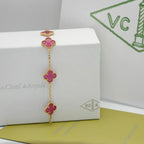 [Dream]NEW CLOVER 5 MOTIFS PINK ENAMEL BRACELET