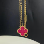[Dream] NEW CLOVER 15MM PINK ENAMEL NECKLACE