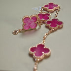[Dream]NEW CLOVER 5 MOTIFS PINK ENAMEL BRACELET
