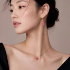 [Dream] NEW CLOVER 15MM PINK ENAMEL NECKLACE