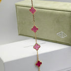 [Dream]NEW CLOVER 5 MOTIFS PINK ENAMEL BRACELET