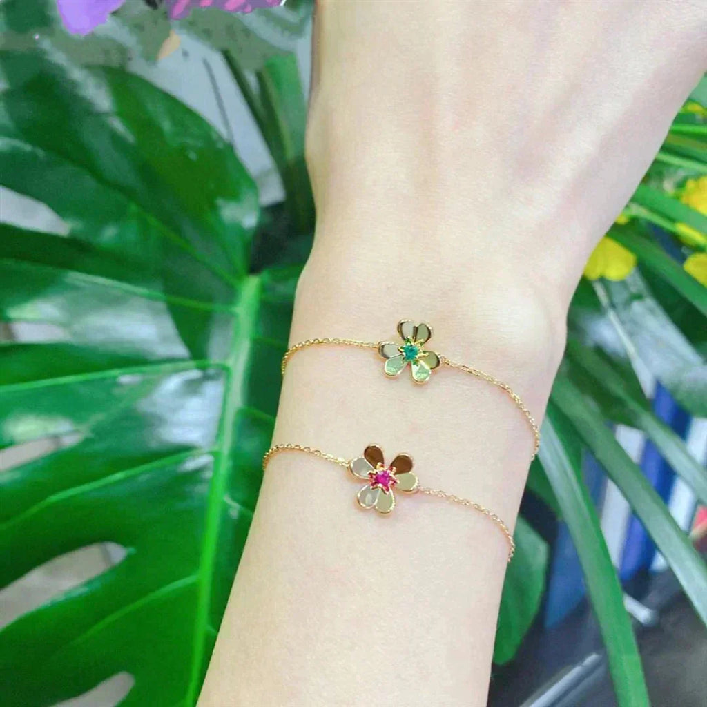 Dream FRIVOLE GOLD BLUMEN-ARMBAND PINK MALACHIT