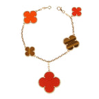 Dream CLOVER BRACELET 5 MOTIFS CARNELIAN TIGER EYE