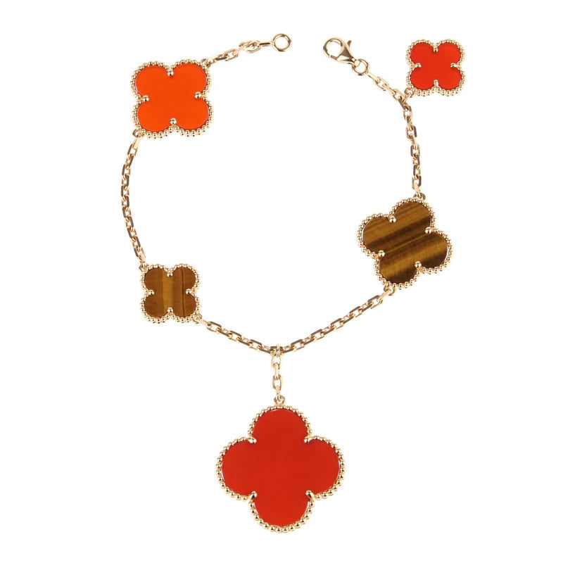 Dream CLOVER ARMBAND 5 MOTIVE KARNEOL TIGERAUGE