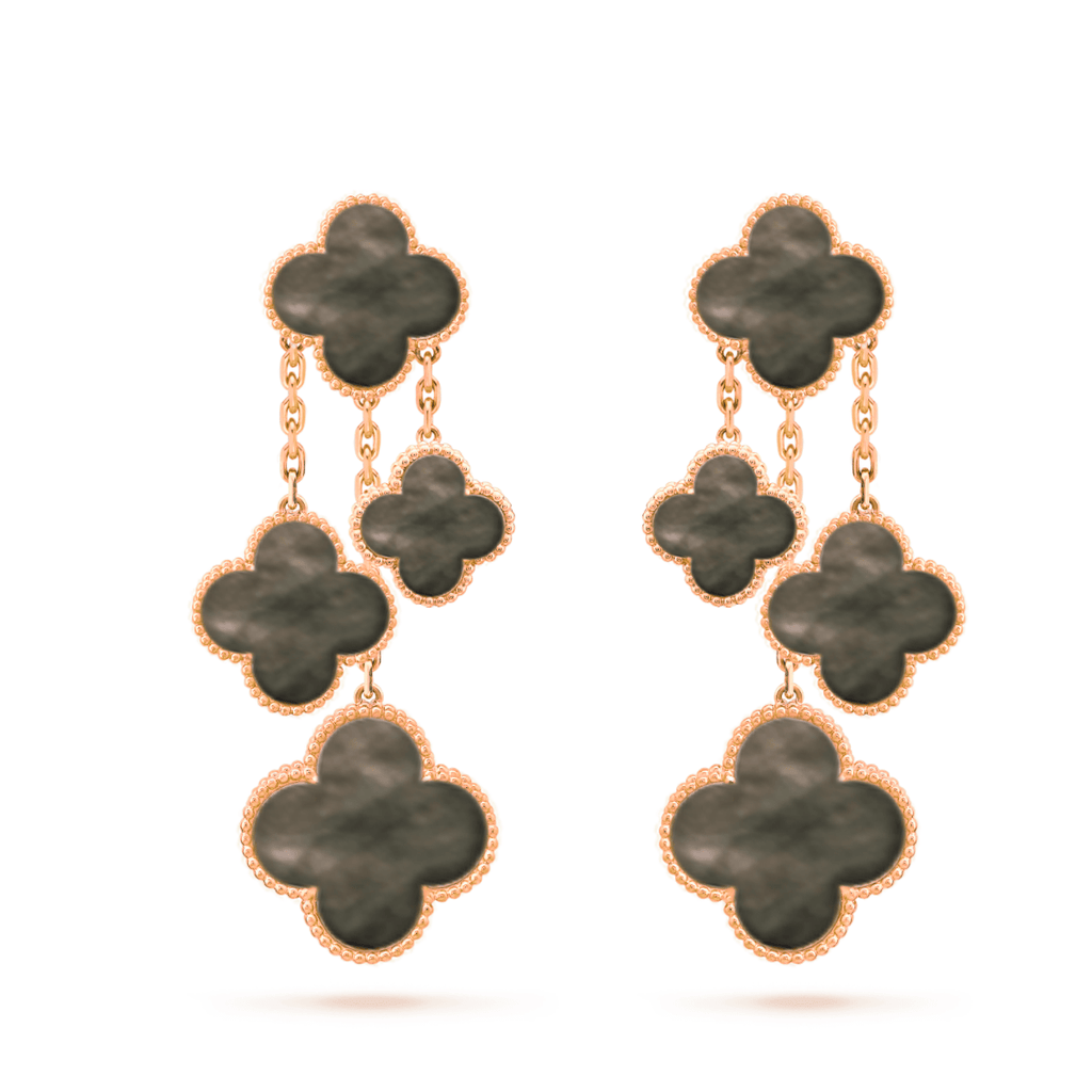 Dream CLOVER EARRINGS DARK MOP 4 MOTIFS ROSE GOLD