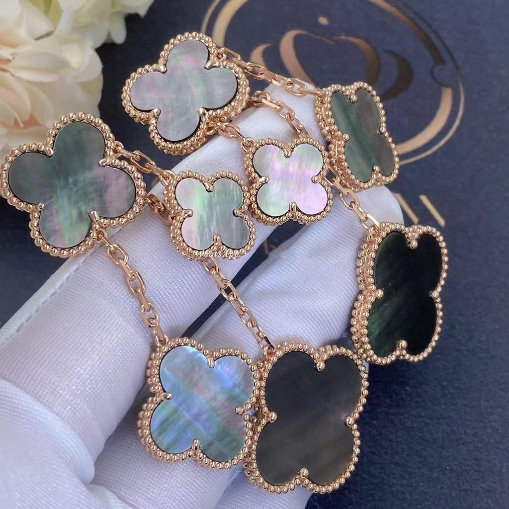 Dream CLOVER EARRINGS DARK MOP 4 MOTIFS ROSE GOLD