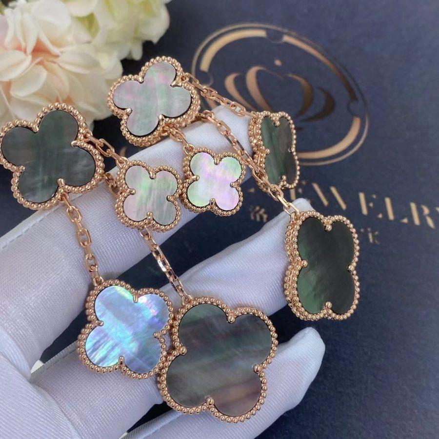 Dream CLOVER EARRINGS DARK MOP 4 MOTIFS ROSE GOLD
