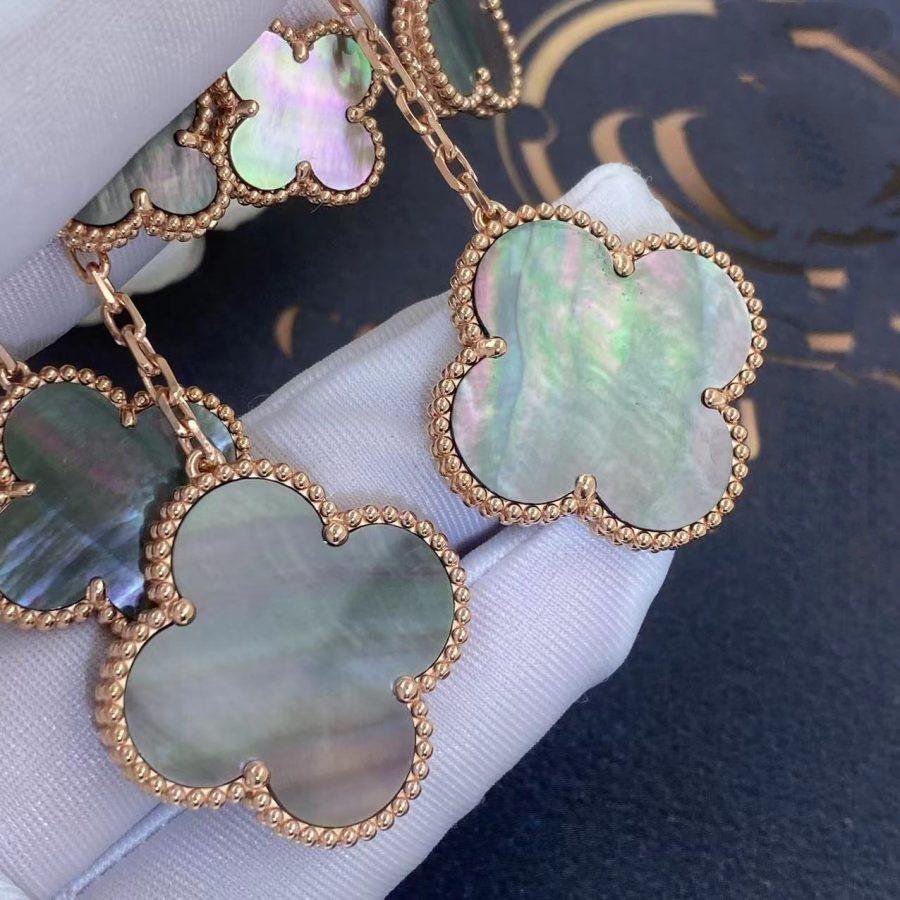 Dream CLOVER EARRINGS DARK MOP 4 MOTIFS ROSE GOLD