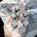 Dream CLOVER EARRINGS WHITE MOP 4 MOTIFS SILVER